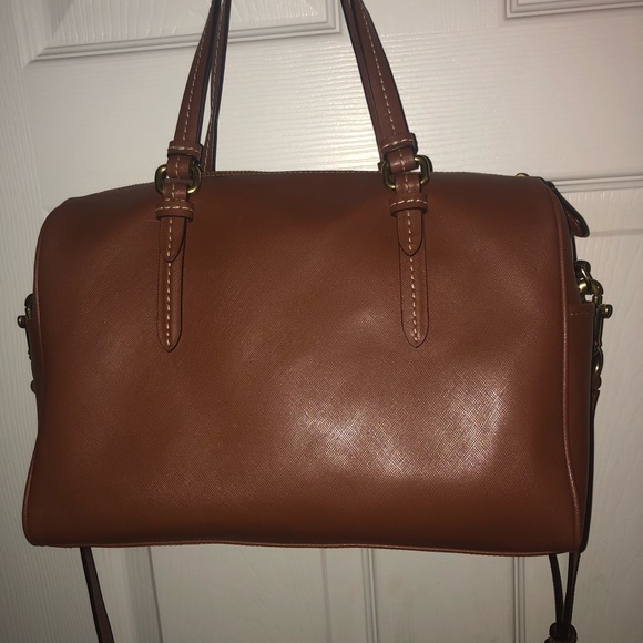 Brown / saddle/ cognac leather coach satchel - Picture 3 of 4